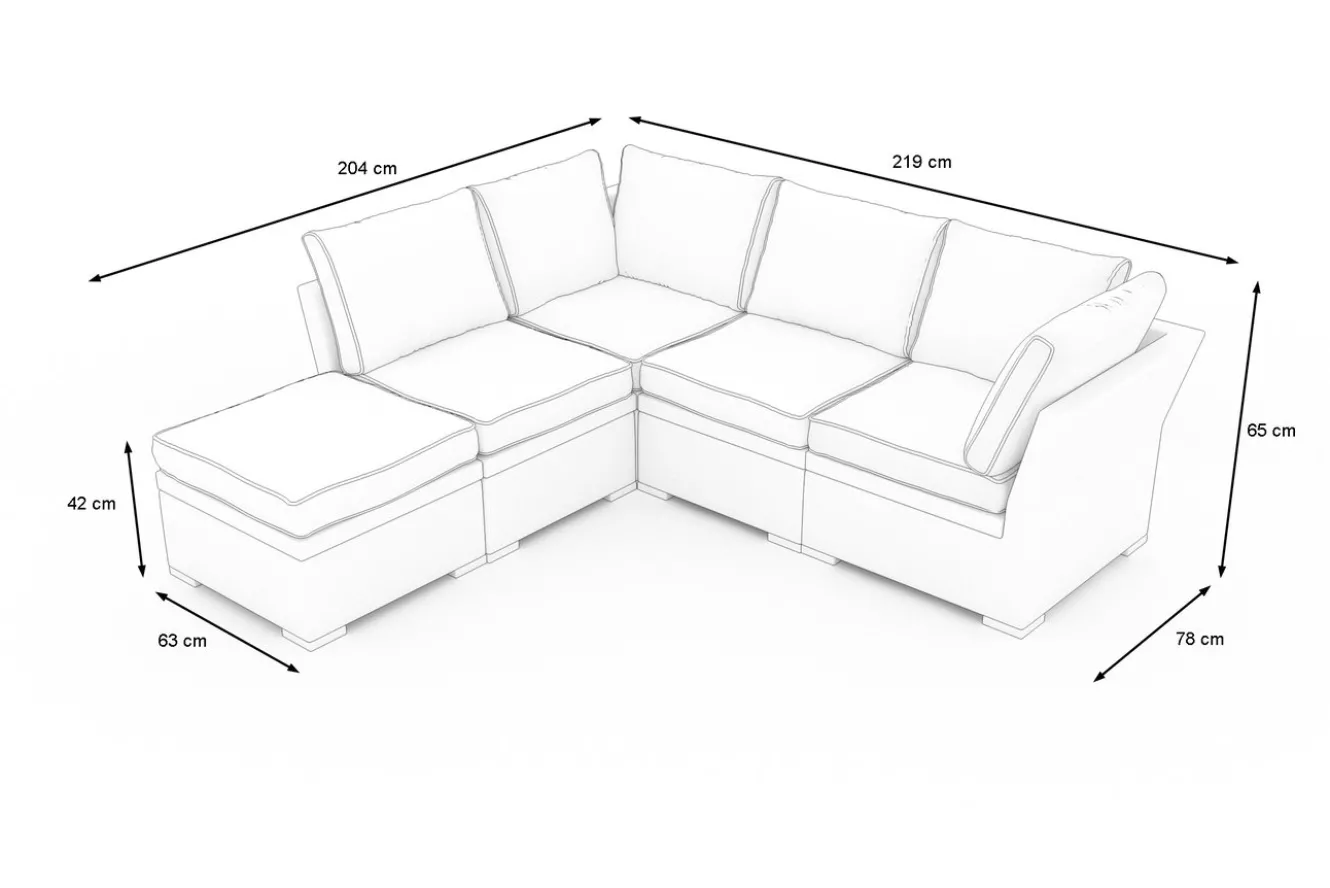 OUTFLEXX Gartenlounge Set, grau, Polyrattan, für 5 Personen, wasserfeste Kissenbox