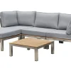 OUTFLEXX Gartenlounge, silber/grau, Edelstahl/Teakholz/Textil, für 4 Personen, inkl. Beistelltisch, FSC®-zertifiziertes Produkt