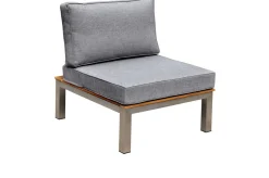OUTFLEXX Gartenlounge, silber/grau, Edelstahl/Teakholz/Textil, für 4 Personen, inkl. Beistelltisch, FSC®-zertifiziertes Produkt