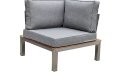 OUTFLEXX Gartenlounge, silber/grau, Edelstahl/Teakholz/Textil, für 4 Personen, inkl. Beistelltisch, FSC®-zertifiziertes Produkt