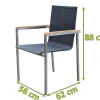OUTFLEXX Gartensessel, schwarz, Edelstahl/Textilene, Armlehnen aus Teak, 56x67x88cm