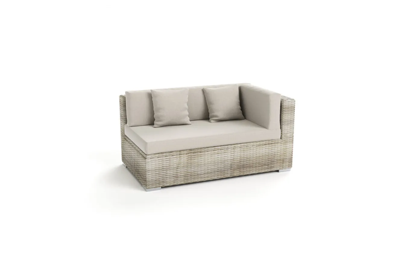 OUTFLEXX Gartensofa 2-Sitzer, Armlehme links, desert-beige, Aluminium/Polyrattan/Polyester, mit Kissenboxfunktion