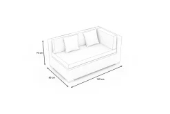 OUTFLEXX Gartensofa 2-Sitzer, Armlehme links, desert-beige, Aluminium/Polyrattan/Polyester, mit Kissenboxfunktion