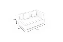 OUTFLEXX Gartensofa 2-Sitzer, Armlehme links, desert-beige, Aluminium/Polyrattan/Polyester, mit Kissenboxfunktion