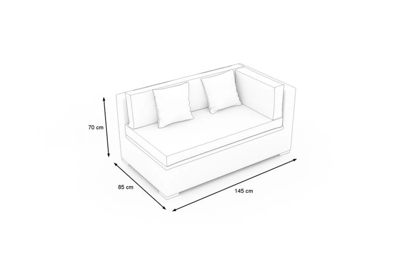 OUTFLEXX Gartensofa 2-Sitzer, Armlehme links, desert-beige, Aluminium/Polyrattan/Polyester, mit Kissenboxfunktion