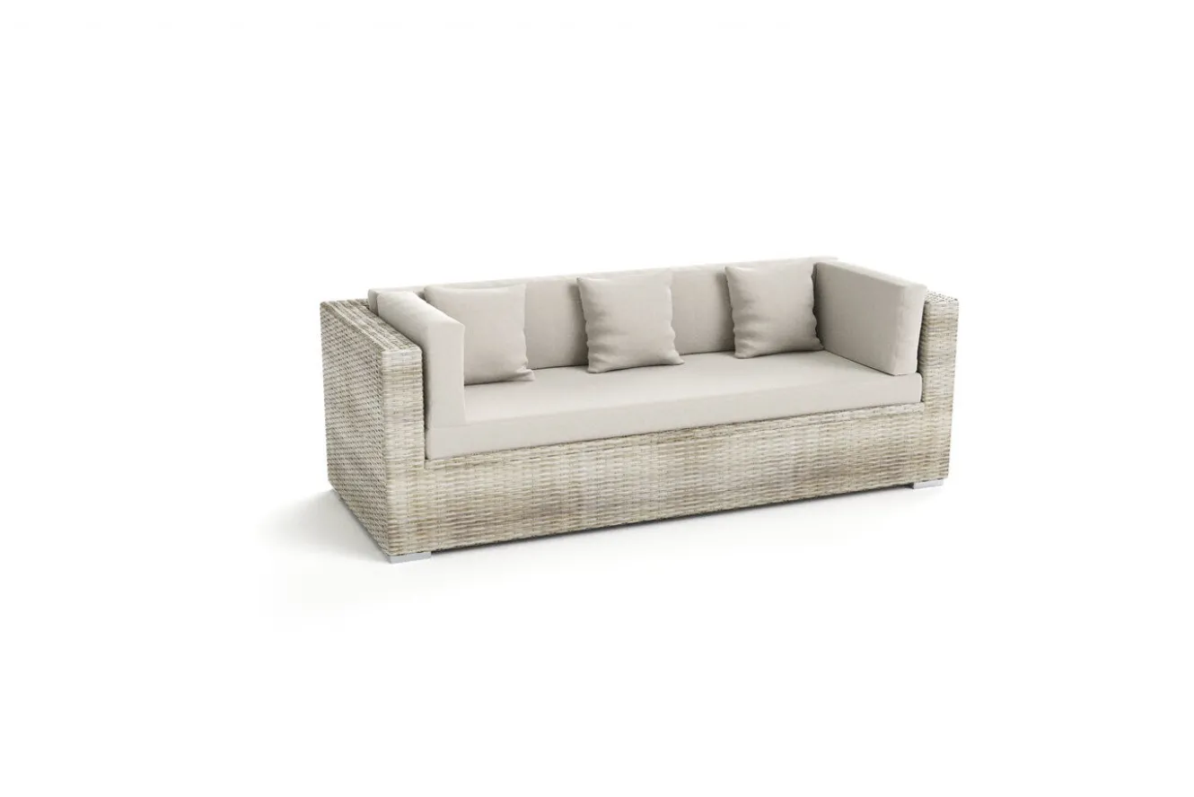 OUTFLEXX Gartensofa, 3-Sitzer, beige, Polyrattan, 209 x 84 cm, mit Kissenboxfunktion