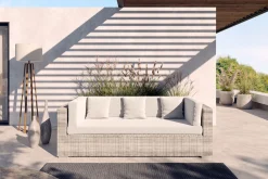 OUTFLEXX Gartensofa, 3-Sitzer, beige, Polyrattan, 209 x 84 cm, mit Kissenboxfunktion