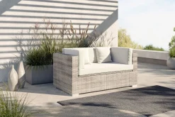 OUTFLEXX Gartensofa, 2-Sitzer, desert-beige, Polyrattan, 151x84x70 cm, waschbar, mit Kissenboxfunktion
