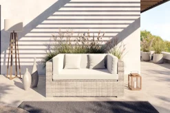 OUTFLEXX Gartensofa, 2-Sitzer, desert-beige, Polyrattan, 151x84x70 cm, waschbar, mit Kissenboxfunktion
