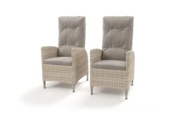 OUTFLEXX Gartenstuhl-Set, beige/anthrazit, Aluminium/Polyrattan, 55 x 65 x 112 cm, mit verstellbarer Rückenlehne