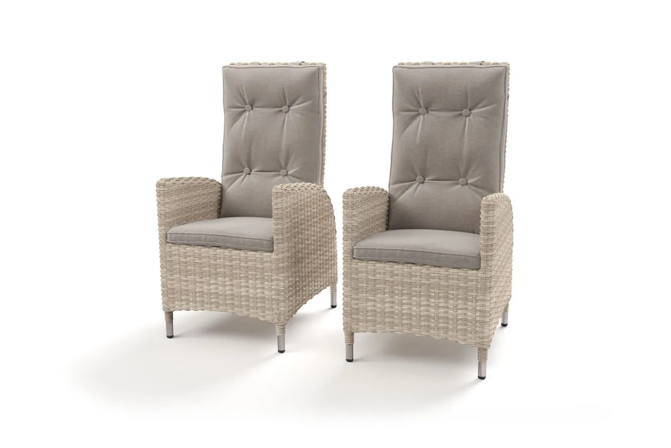 OUTFLEXX Gartenstuhl-Set, beige/anthrazit, Aluminium/Polyrattan, 55 x 65 x 112 cm, mit verstellbarer Rückenlehne