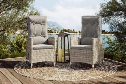 OUTFLEXX Gartenstuhl-Set, beige/anthrazit, Aluminium/Polyrattan, 55 x 65 x 112 cm, mit verstellbarer Rückenlehne