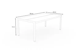 OUTFLEXX Gartentisch, graphite, Edelstahl/Glaskeramik, 200x100 cm, witterungsbeständig, kratzfest, hohe Belastbarkeit