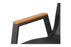 OUTFLEXX Glasgow Garten-Essgruppe für 4 Personen, anthrazit matt/natur, Alu/Edelstahl, stapelbar, pulverbeschichtet, hohe Belastbarkeit