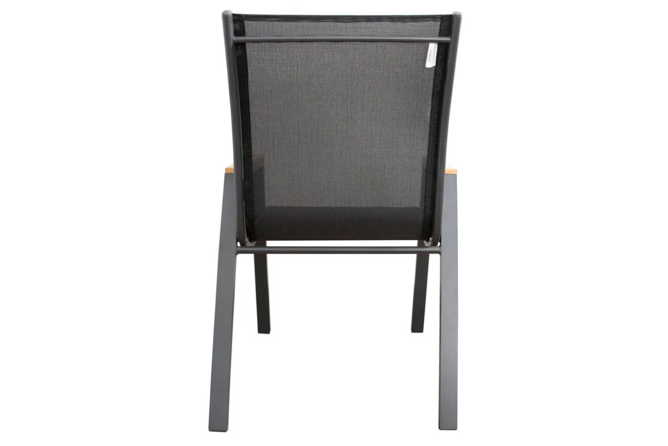 OUTFLEXX Glasgow Garten-Essgruppe für 4 Personen, anthrazit matt/natur, Alu/Edelstahl, stapelbar, pulverbeschichtet, hohe Belastbarkeit