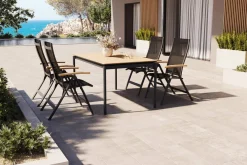 OUTFLEXX Glasgow Garten-Essgruppe für 4 Personen, anthrazit matt/natur, Alu/Edelstahl, klappbar, pulverbeschichtet