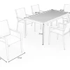 OUTFLEXX Glasgow Garten-Essgruppe mit 6 Sesseln, schwarz/natur, Edelstahl/Textilene, Esstisch 200 x 90 cm, stapelbare Sessel, FSC®-zertifiziertes Produkt