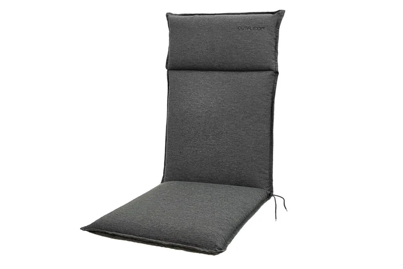 OUTFLEXX Green 6er-Set Sitzkissen für Hochlehner, anthrazit, recyceltes Polyester, hautsympathisch, mit Rückengurt und Bindekordeln