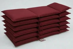 OUTFLEXX Green 6er-Set Sitzkissen für Hochlehner, bordeaux, recyceltes Polyester, hautsympathisch, mit Rückengurt und Bindekordeln