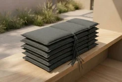 OUTFLEXX Green 6er-Set Sitzkissen für Niederlehner, anthrazit, recyceltes Polyester, hautsympathisch, mit Rückengurt und Bindekordeln