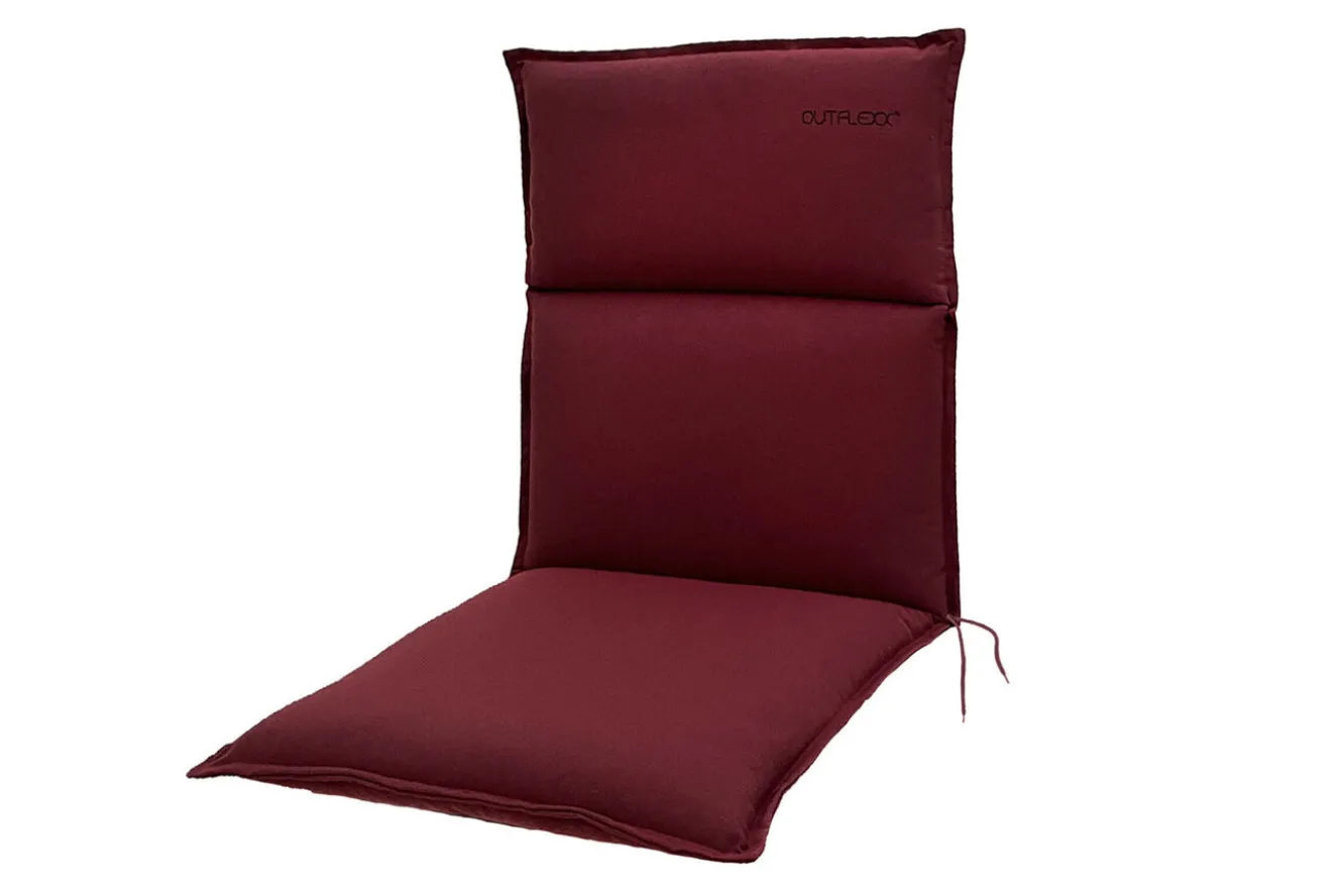 OUTFLEXX Green 6er-Set Sitzkissen für Niederlehner, bordeaux, recyceltes Polyester, hautsympathisch, mit Rückengurt und Bindekordeln
