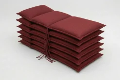 OUTFLEXX Green 6er-Set Sitzkissen für Niederlehner, bordeaux, recyceltes Polyester, hautsympathisch, mit Rückengurt und Bindekordeln