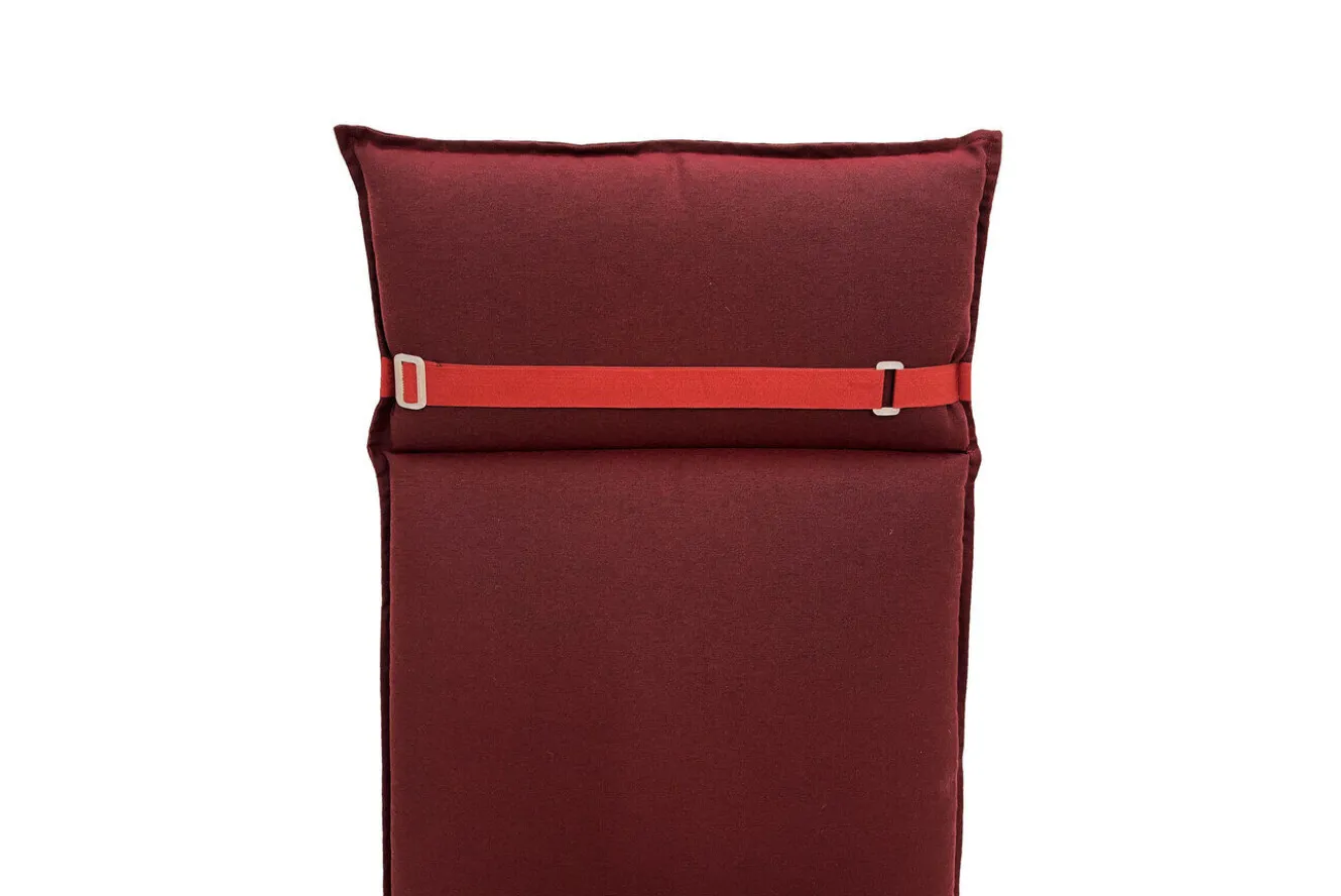 OUTFLEXX Green 6er-Set Sitzkissen für Niederlehner, bordeaux, recyceltes Polyester, hautsympathisch, mit Rückengurt und Bindekordeln
