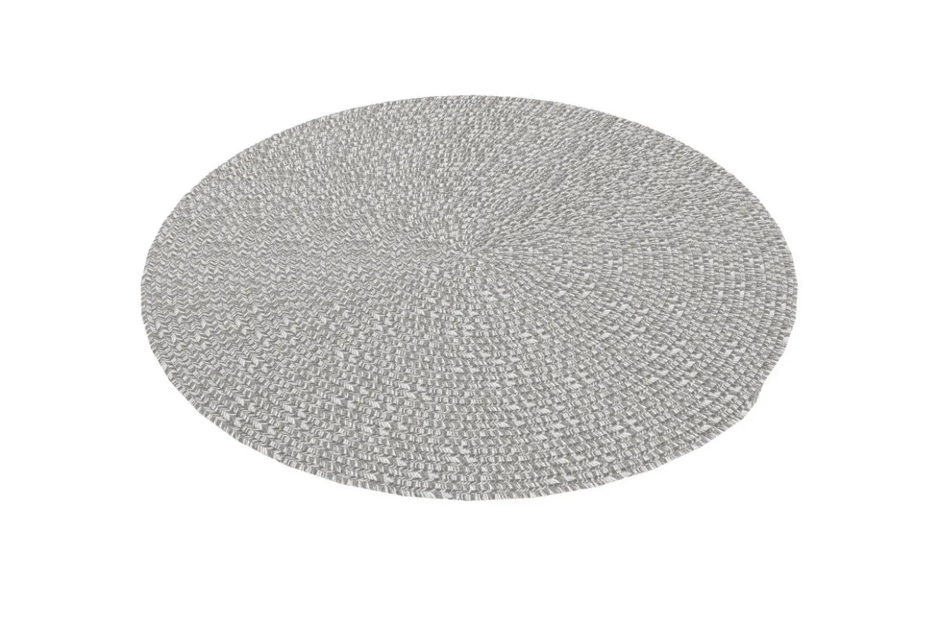 OUTFLEXX Harmony Outdoor Teppich, Aluminium-White, recyceltes PET-Garn, Ø 200 cm, für Innen- und Außenbereich geeignet