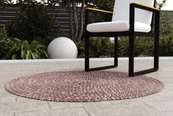 OUTFLEXX Harmony Outdoor Teppich, Andorra White, recyceltes PET-Garn, Ø 120 cm, für Innen- und Außenbereiche geeignet