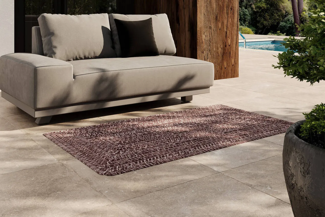 OUTFLEXX Harmony Outdoor Teppich, Andorra-White, recyceltes PET-Garn, ca. 90 x 160 cm, für Innen- und Außenbereiche geeignet