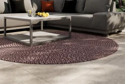 OUTFLEXX Harmony Outdoor Teppich, Andorra White, aus recyceltem PET-Garn, Ø 200 cm, für Innen- und Außenbereich geeignet