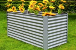 OUTFLEXX Hochbeet, silber, Aluminium-Zink-Stahl, pulverbeschichtet, 180 x 90 x 84 cm