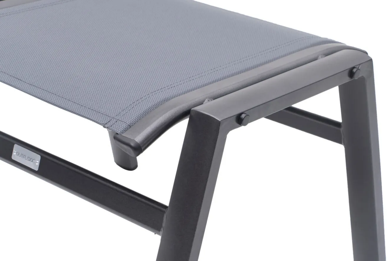 OUTFLEXX Hocker, anthrazit/grau, Alu/Textilene, 49x55x37cm