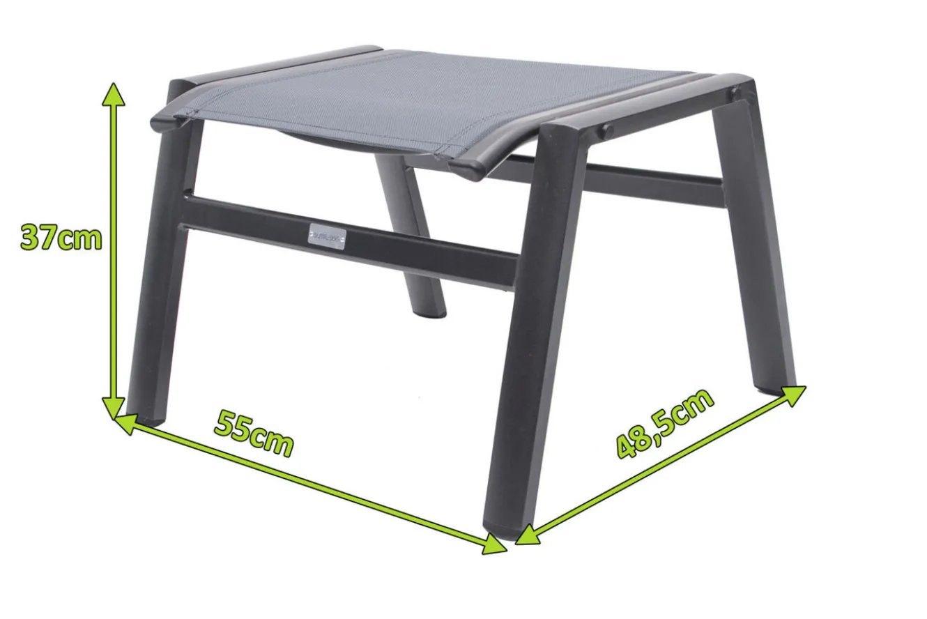 OUTFLEXX Hocker, anthrazit/grau, Alu/Textilene, 49x55x37cm