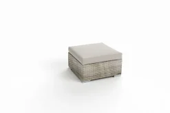 OUTFLEXX Hocker, desert-beige, Aluminium/Polyrattan, 70 x 70 x 31 cm, mit Fußkappen, pflegeleicht, hohe Belastbarkeit