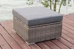 OUTFLEXX Hocker, grau, Polyrattan, 70 x 70 x 35 cm, verstellbare Sitzfläche, wasserfeste Kissenbox