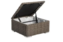 OUTFLEXX Hocker, grau, Polyrattan, 70 x 70 x 35 cm, verstellbare Sitzfläche, wasserfeste Kissenbox