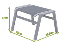 OUTFLEXX Hocker, silber/grau, Alu/Textilene, 49x55x37cm