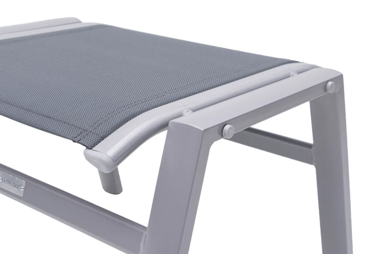 OUTFLEXX Hocker, silber/grau, Alu/Textilene, 49x55x37cm