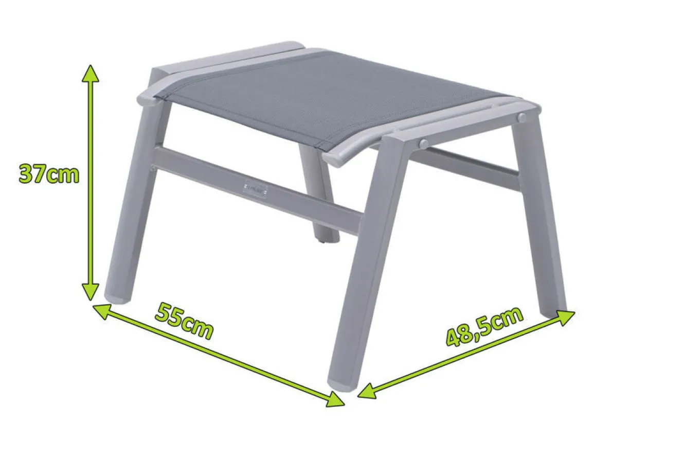 OUTFLEXX Hocker, silber/grau, Alu/Textilene, 49x55x37cm