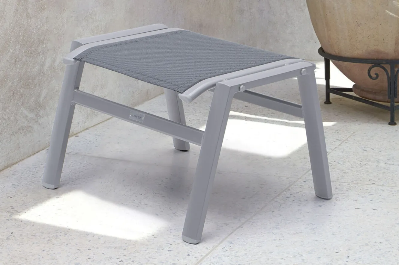 OUTFLEXX Hocker, silber/grau, Alu/Textilene, 49x55x37cm