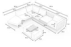 OUTFLEXX Jewel Gartenlounge für 5-6 Personen, anthrazit/hellgrau, Alu/Polyester, inkl. Beistelltisch