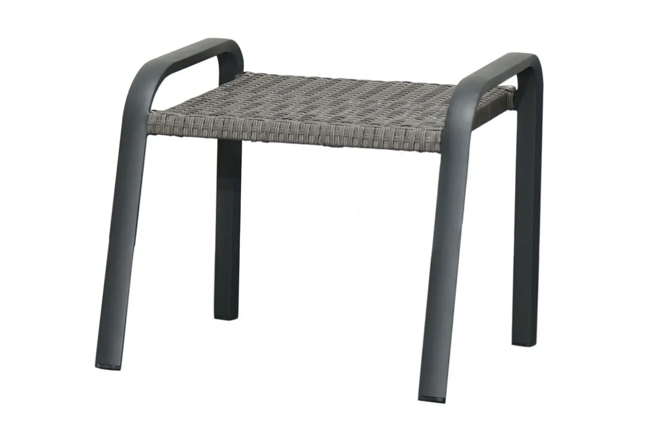 OUTFLEXX Kiribati Fußhocker, grau, Aluminium/Polyrattan, 59x50x49,5 cm