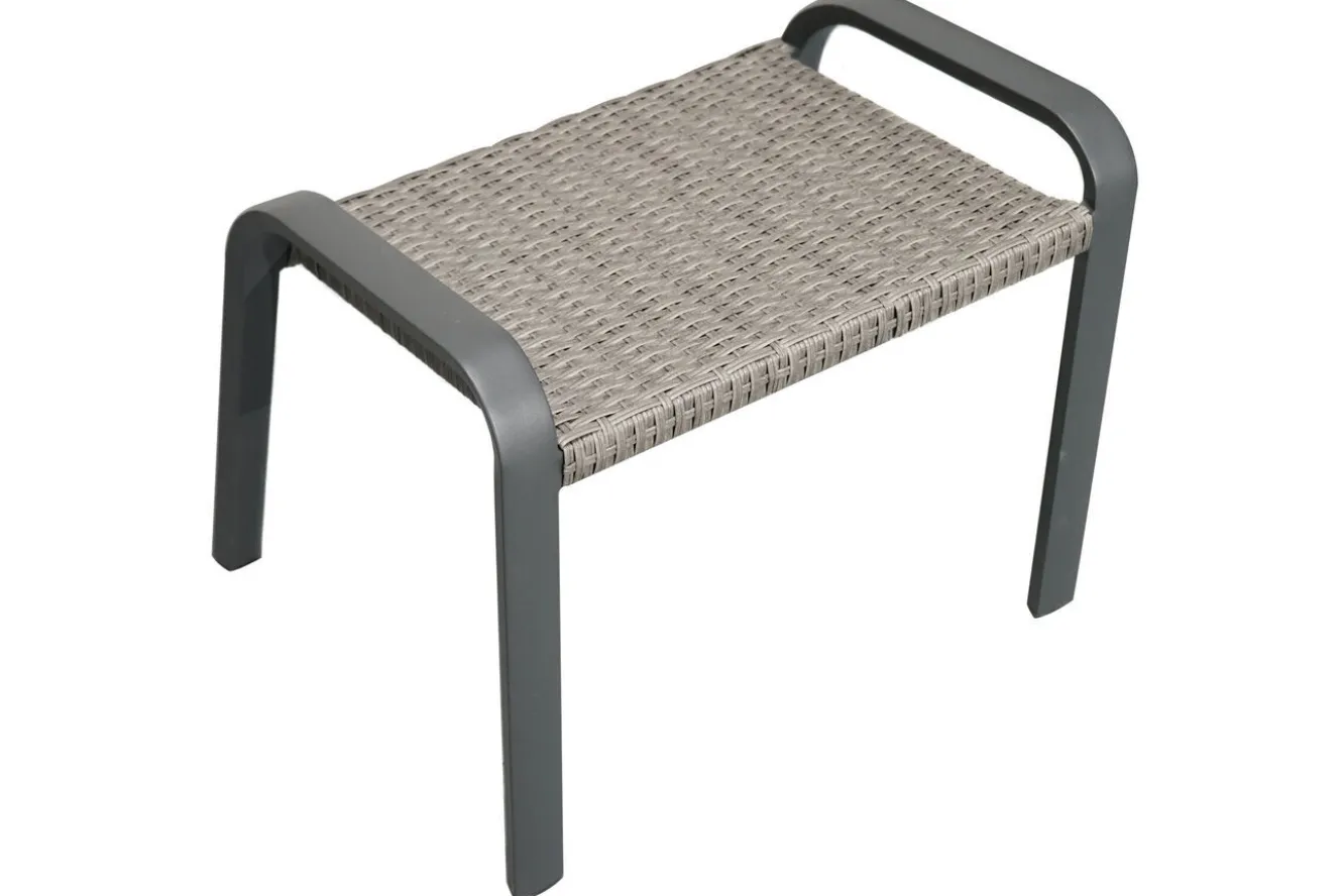 OUTFLEXX Kiribati Fußhocker, grau, Aluminium/Polyrattan, 59x50x49,5 cm