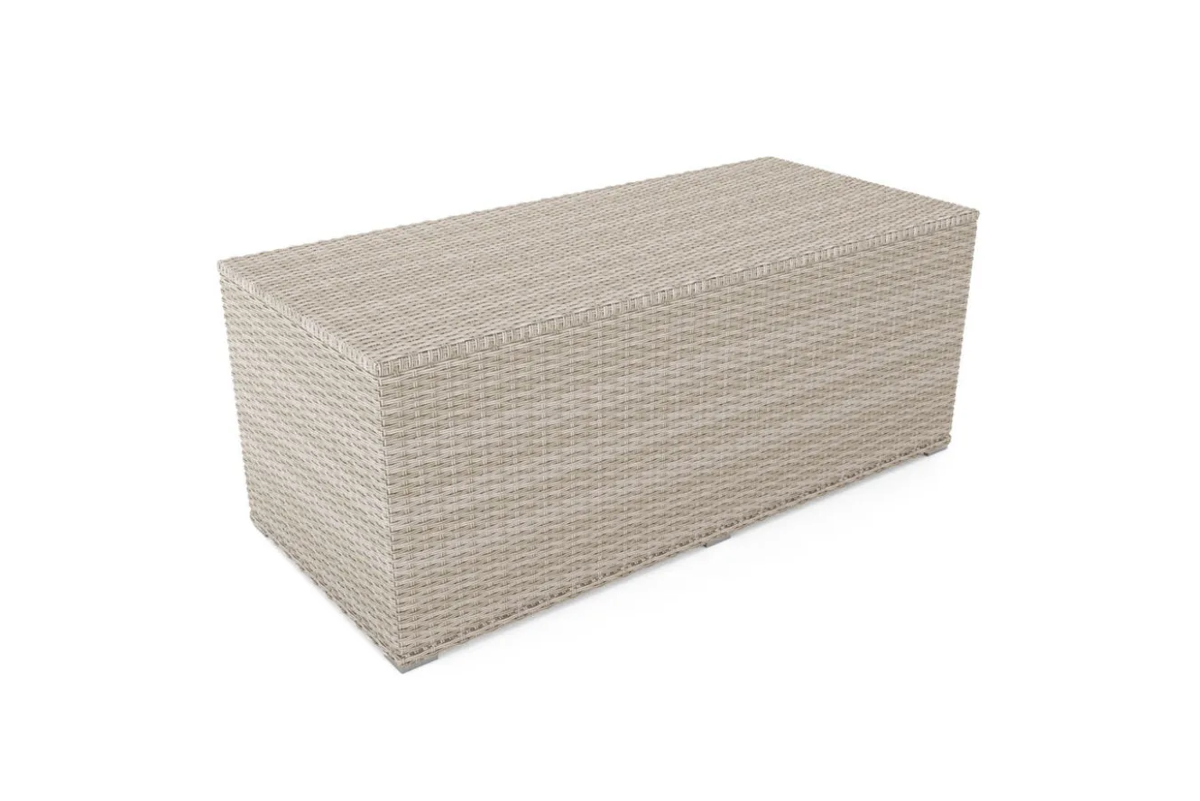 OUTFLEXX Kissenbox, beige, Polyrattan/Aluminium, 203 x 92 x 75 cm, witterungsbeständig, pflegeleicht, wasserabweisend
