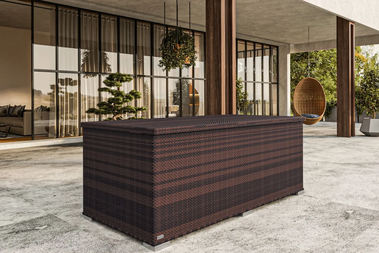 OUTFLEXX Kissenbox, braun marmoriert, Polyrattan, 204x94x75cm