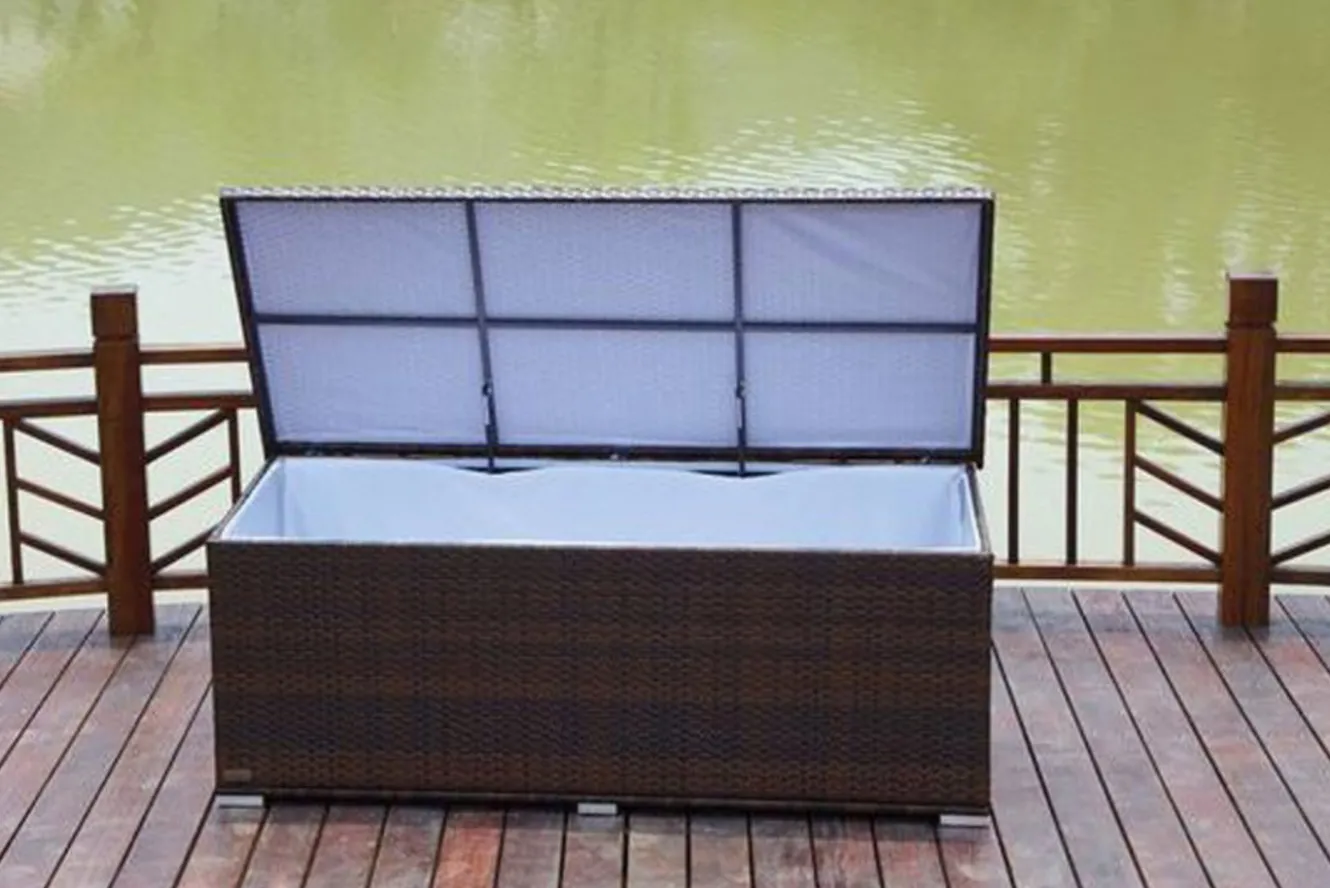 OUTFLEXX Kissenbox, braun marmoriert, Polyrattan, 204x94x75cm