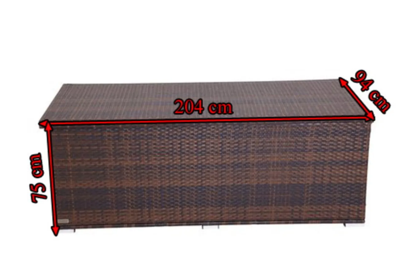 OUTFLEXX Kissenbox, braun marmoriert, Polyrattan, 204x94x75cm
