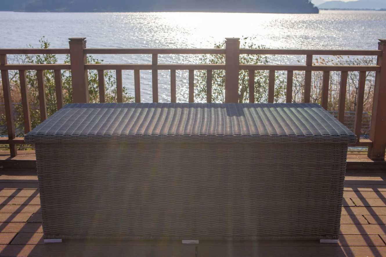 OUTFLEXX Kissenbox L, grau, Polyrattan, 204x94x75cm