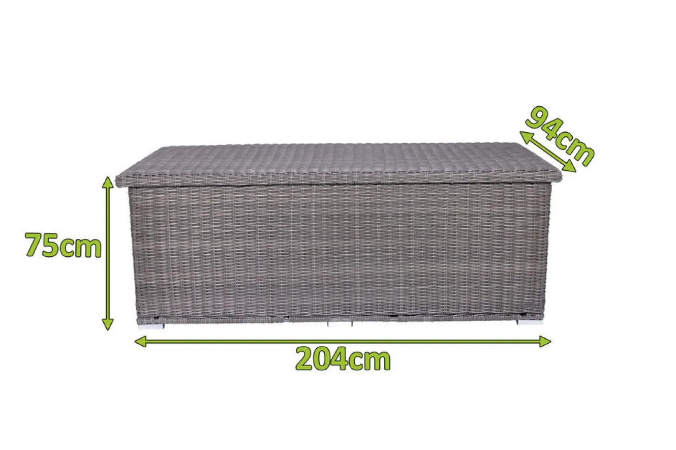 OUTFLEXX Kissenbox L, grau, Polyrattan, 204x94x75cm